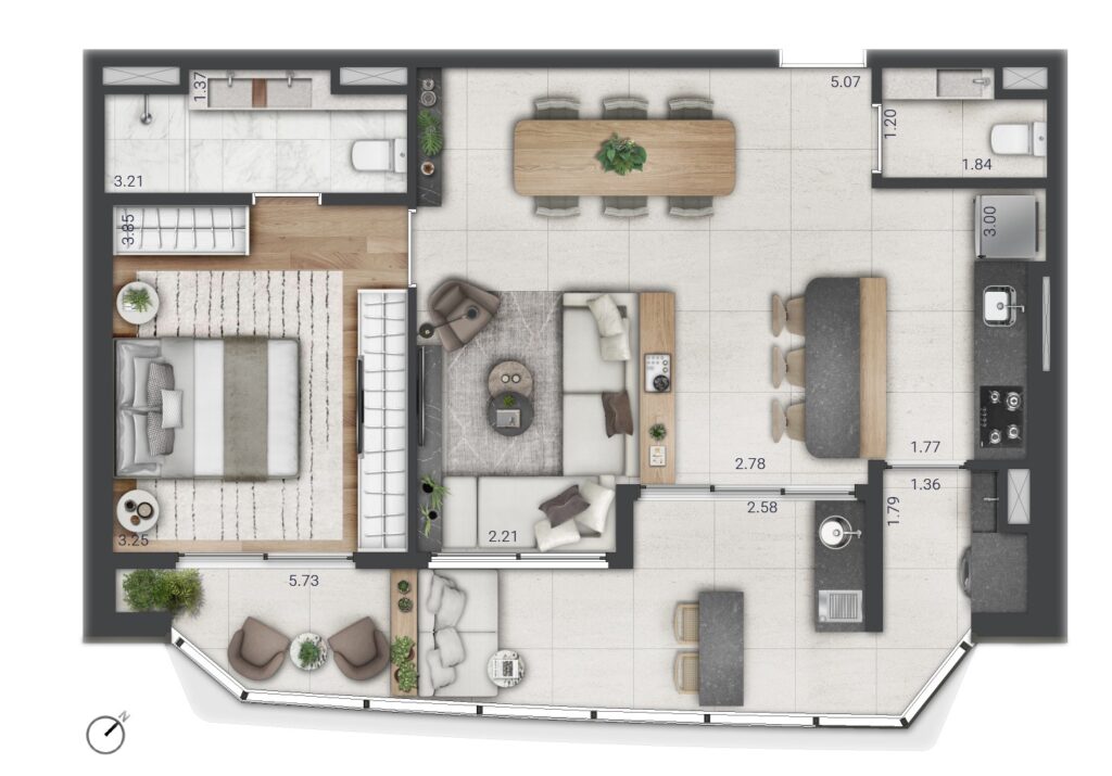 77M² - PLANTA OPÇÃO